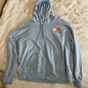 Hello Kitty x Pusheen Collaboration Light Blue Zip-Up Hoodie